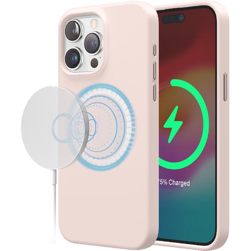 Elago Magnetic Silicone Back Cover Mobile Case with MagSafe, for iPhone 15 Pro Max, Lovely Pink