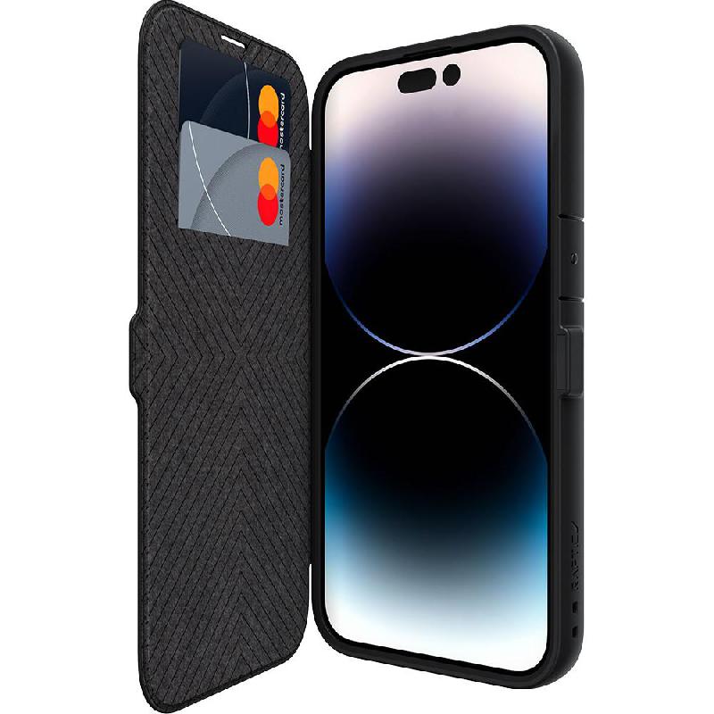 Raptic Urban Folio Flip Cover Mobile Case, for iPhone 15 Pro Max, Black — 3
