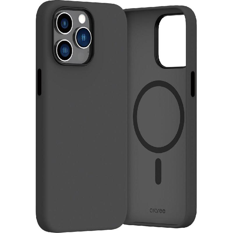 Araree Typo-Skin M Back Cover Mobile Case, for iPhone 15 Pro Max, Black