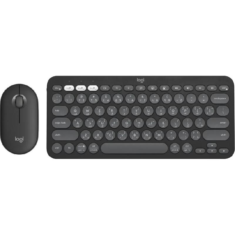 Logitech Pebble 2 MK380s Desktop (Keyboard and Mouse), Bluetooth/Wireless (2.4 GHz RF), for Devices with Windows/macOS, Graphite
