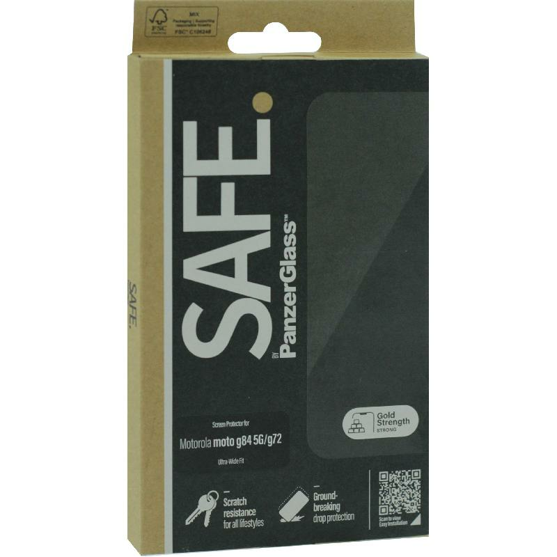 PanzerGlass SAFE Case Friendly Smartphone Screen Protector, Tempered Glass, Edge-to-Edge, Black, for Motorola moto G84 5G