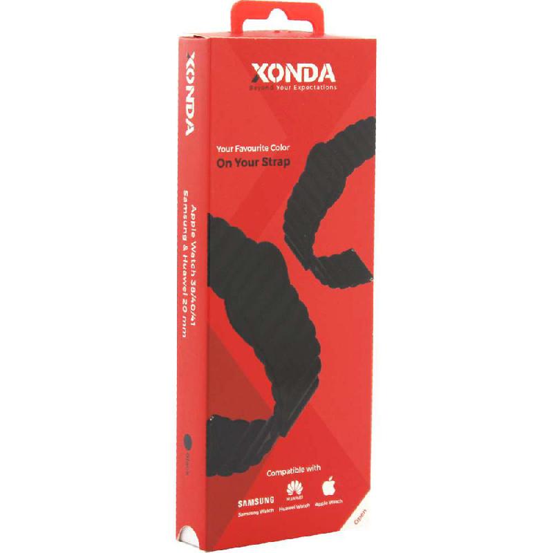 Xonda Double Face Wrist Strap, Universal, for Apple Watch 38/40/41 mm/Smartwatch 42 mm, Silicone, Strap Width (20 mm), Black