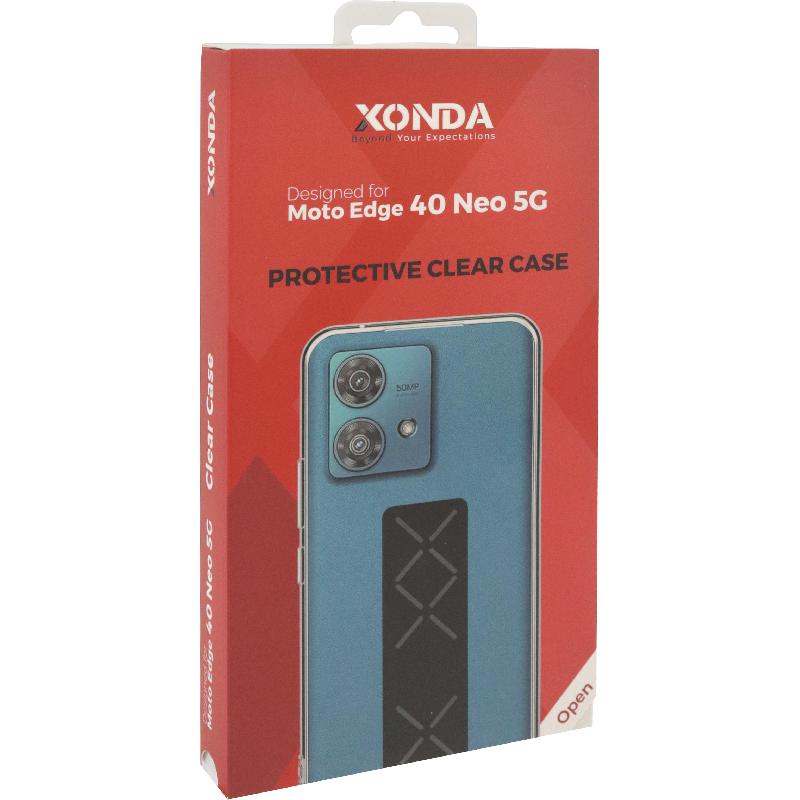 Xonda Back Cover Mobile Case with Strap, for Motorola edge 40 Neo 5G, Clear