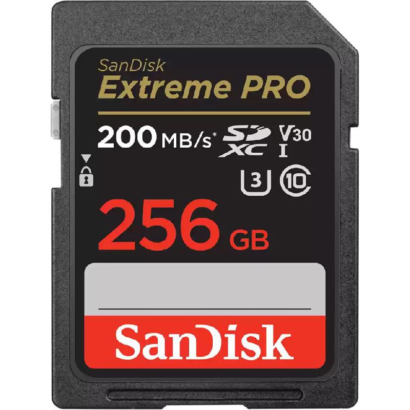 SanDisk Extreme Pro SD UHS I SD Card, 256 GB