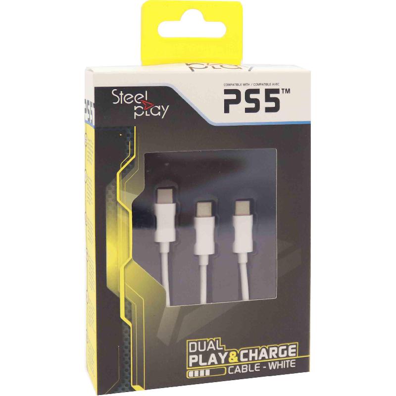 SteelPlay Dual Play & Charge Cable USB-C to USB-C Sync & Charge Cable, 3.00 m ( 9.84 ft ), White