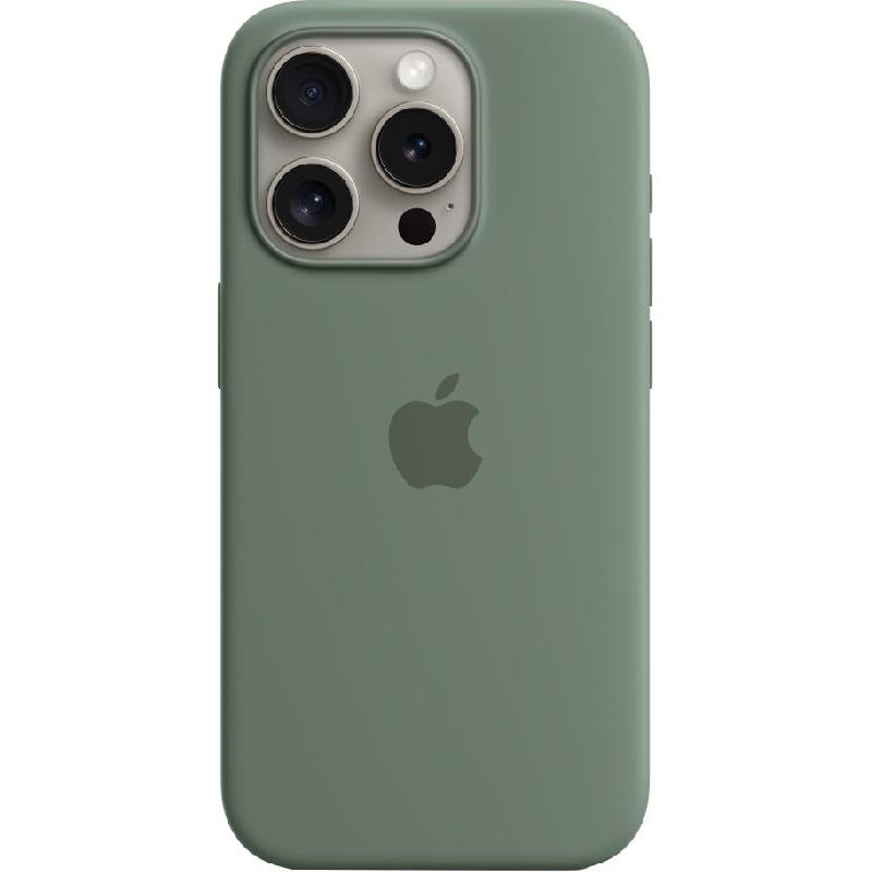 Apple Silicone Back Cover Mobile Case with MagSafe, for iPhone 15 Pro, Cypress Green