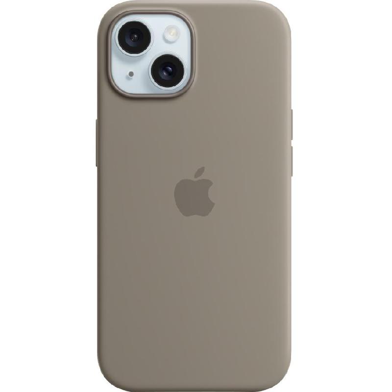 Apple Silicone Back Cover Mobile Case with MagSafe, for iPhone 15, Clay
