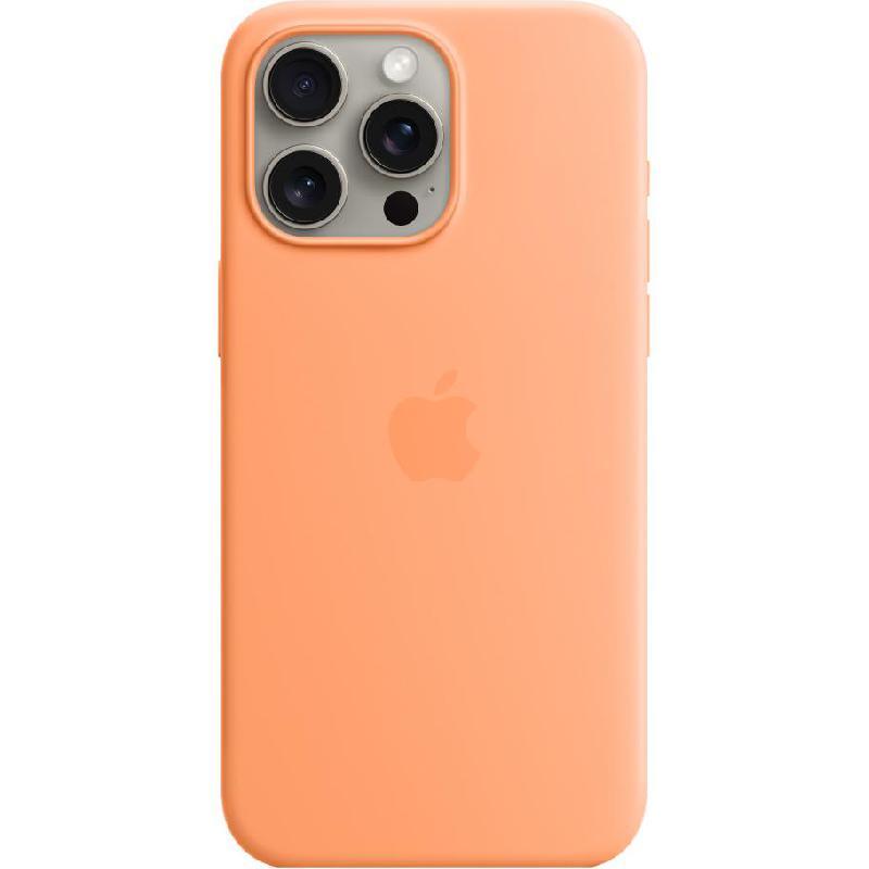Apple Silicone Back Cover Mobile Case with MagSafe, for iPhone 15 Pro Max, Orange