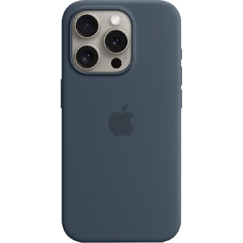 Apple Silicone Back Cover Mobile Case with MagSafe, for iPhone 15 Pro, Storm Blue