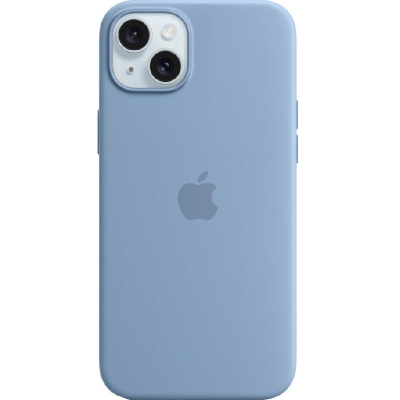 Apple Silicone Back Cover Mobile Case with MagSafe, for iPhone 15 Plus, Winter Blue