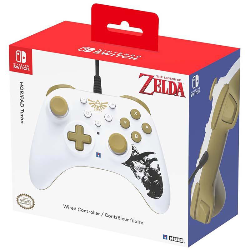 HORI HORIPAD Turbo The Legend of Zelda Edition Controller, Wired, for Nintendo Switch, White/Gold