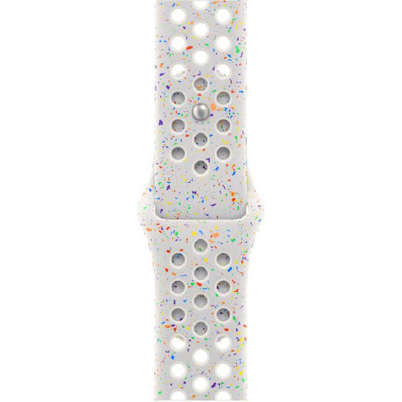 Apple Nike Sport Band Wrist Strap, for Apple Watch Series 10 42/Watch Series 9 41/Watch SE 40, Fluoroelastomer, Small/Medium Band Size, Pure Platinum