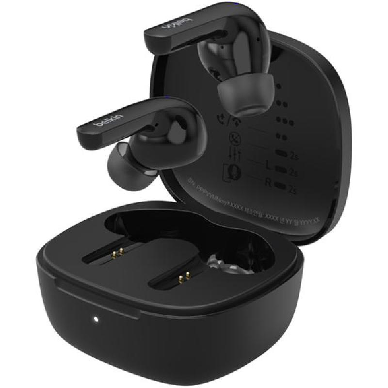 Belkin SoundForm Motion Earbuds, Bluetooth, USB-C, Built-in Microphone, Black
