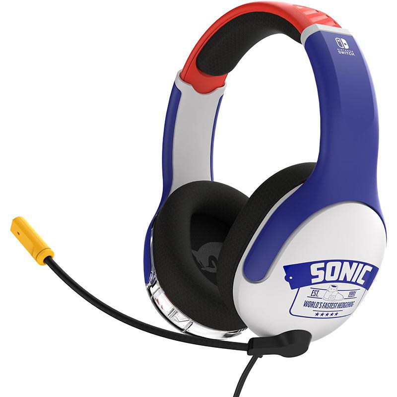 PDP Sonic Go Fast REALMz Over-Ear Headphones, Noise Cancelling Microphone, Wired, 3.5 mm Connector, Built-in Microphone, Blue/White