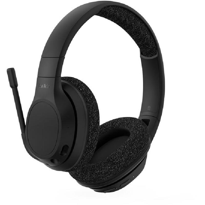 Belkin SoundForm Adapt Over-Ear Headphones, Bluetooth/Wired (Optional), 3.5 mm Connector/USB (Charging), Built-in Microphone, Black
