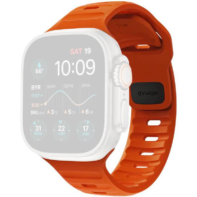 Nomad Sport Band Wrist Strap, for Apple Watch Ultra 2/Watch Series 10 46/Watch Series 9 45/Watch SE 44, FKM Fluoroelastomer Rubber, Ultra Orange