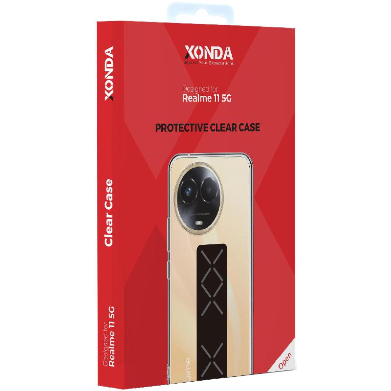 Xonda Back Cover Mobile Case with Strap, for Realme 11 5G, Clear