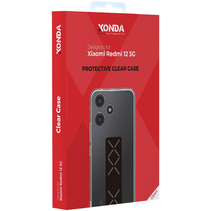 Xonda Back Cover Mobile Case with Strap, for Xiaomi Redmi 12 5G, Clear