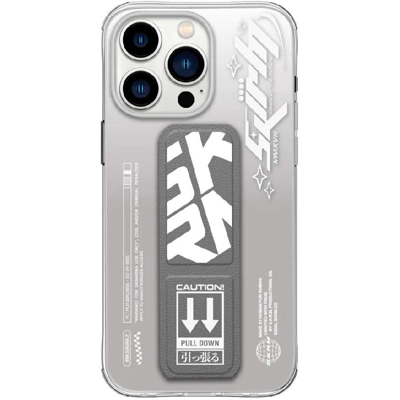 Skinarma COSMO Back Cover Mobile Case with Stand, for iPhone 15 Pro, Clear/Grey