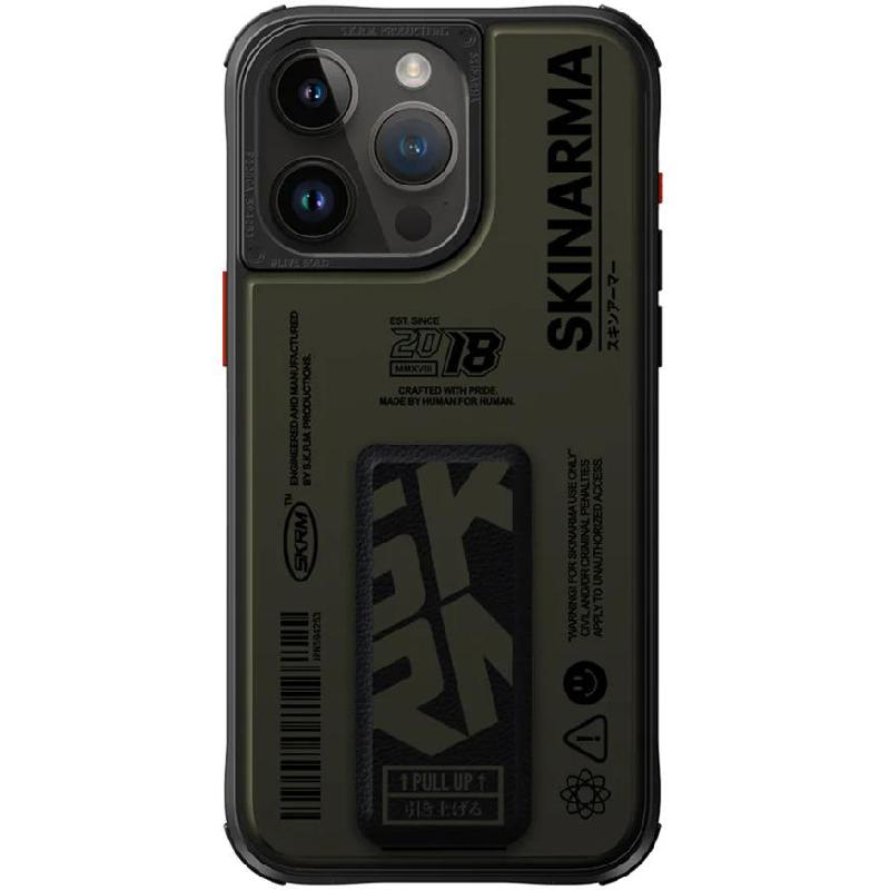 Skinarma SPUNK Back Cover Mobile Case with Stand, for iPhone 15 Pro, Dark Green