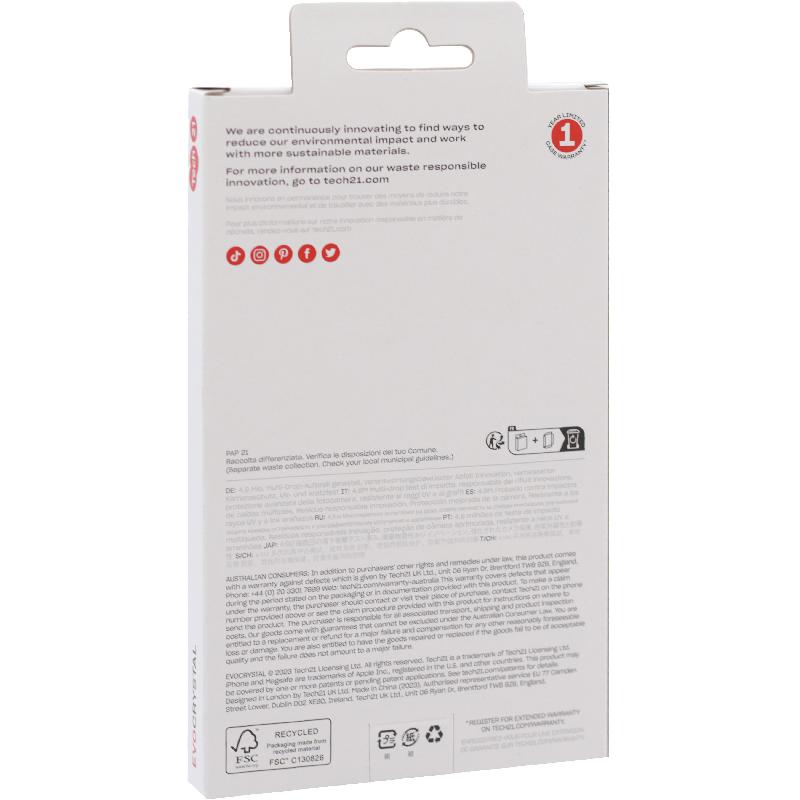 Tech21 EvoCrystal Back Cover Mobile Case with MagSafe, for iPhone 15, Black — 2