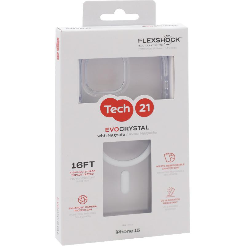 Tech21 EvoCrystal Back Cover Mobile Case with MagSafe, for iPhone 15, Blue