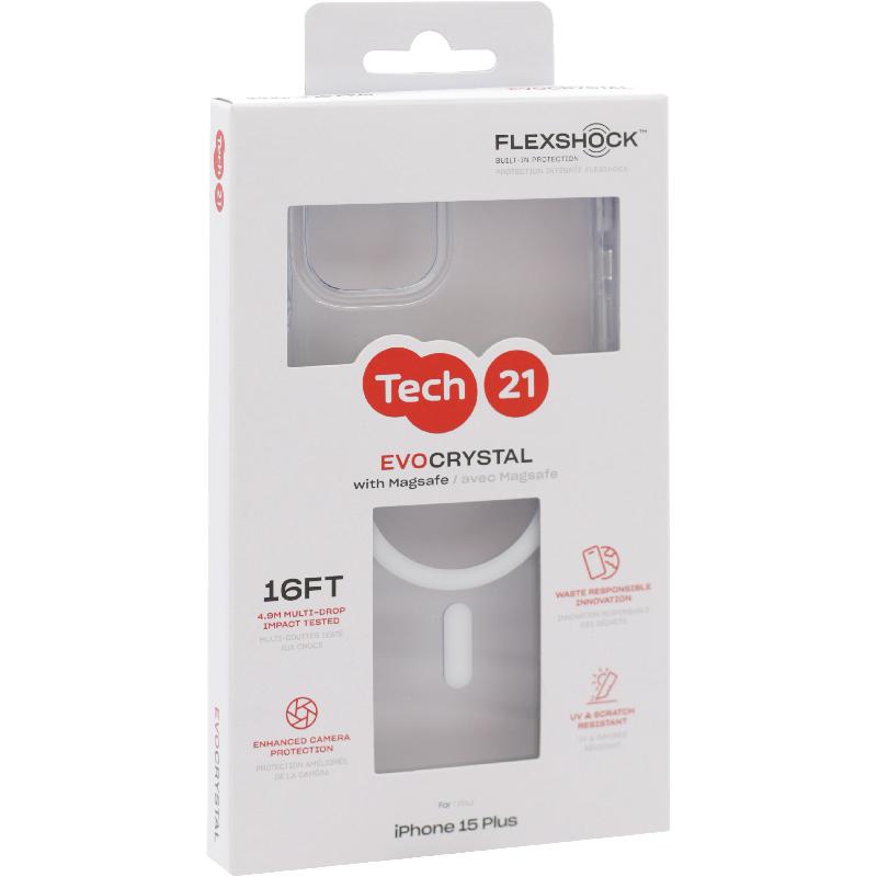 Tech21 EvoCrystal Back Cover Mobile Case with MagSafe, for iPhone 15 Plus, Clear