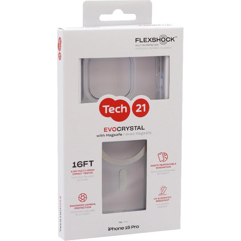 Tech21 EvoCrystal Back Cover Mobile Case with MagSafe, for iPhone 15 Pro, Natural Titanium
