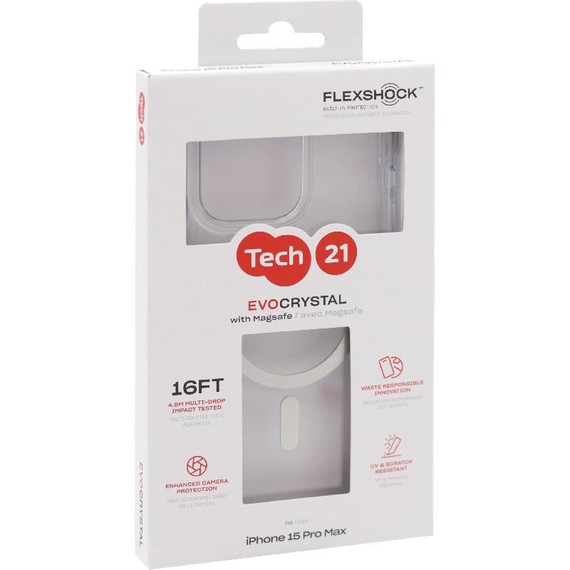 Tech21 EvoCrystal Back Cover Mobile Case with MagSafe, for iPhone 15 Pro Max, Natural Titanium