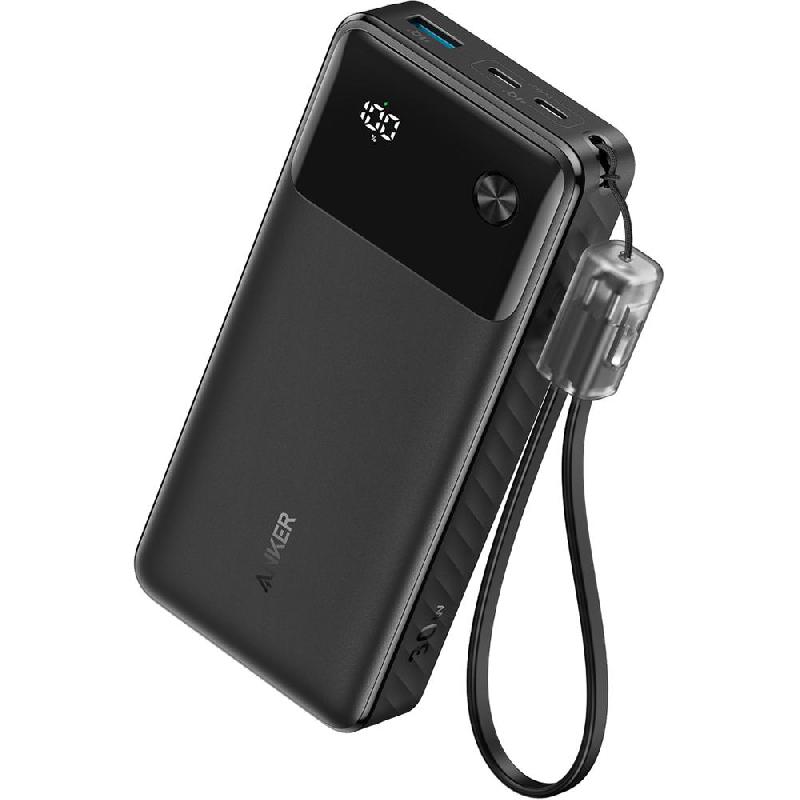 Anker 30W PD Power Bank, PD Fast Charging, 20000 mAh, 3 USB (1X USB/2X USB-C), Black