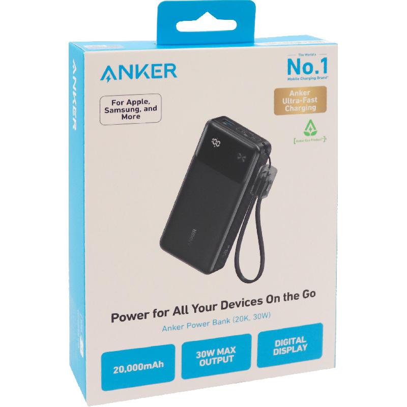 Anker 30W PD Power Bank, PD Fast Charging, 20000 mAh, 3 USB (1X USB/2X USB-C), Black — 2