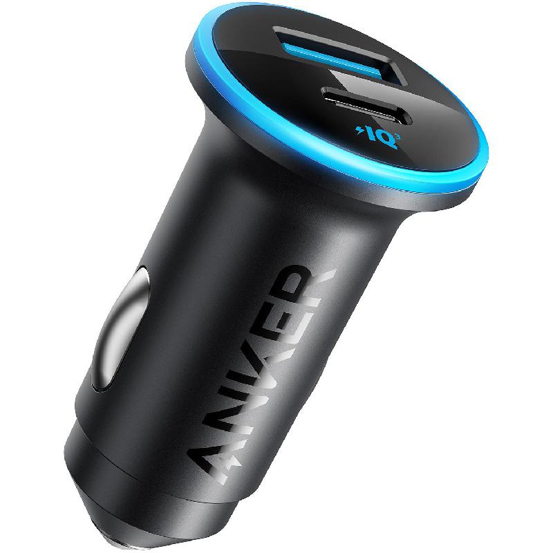Anker 323 Car Charger with Dynamic Temperature Sensor, PowerIQ, 52.5 Watts, Dual USB (USB-A/USB-C), Black