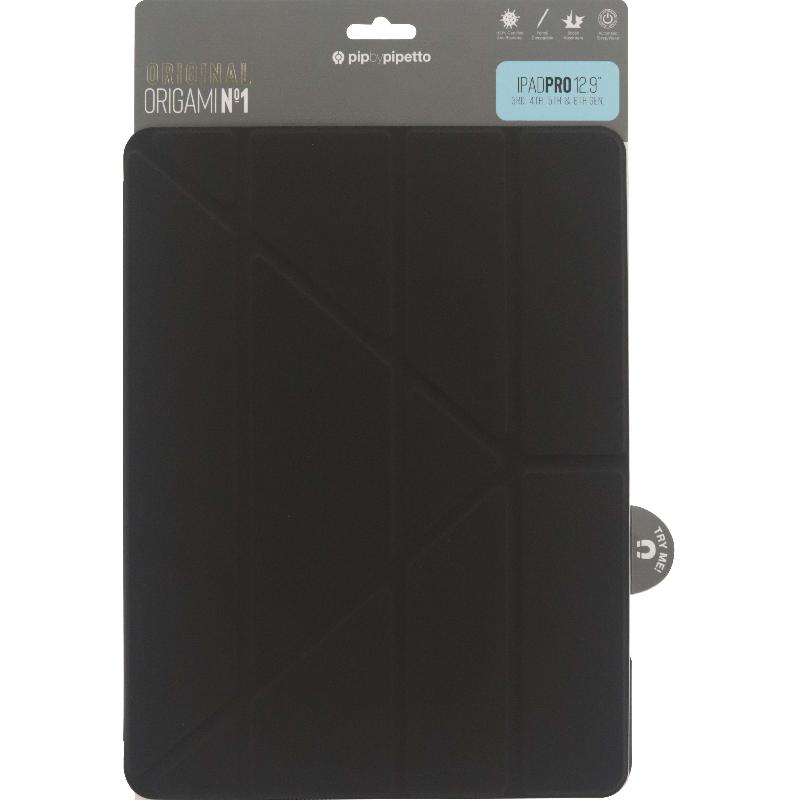 PIPETTO Origami Folio Tablet Case, for iPad Pro 12.9 - 2021/iPad Pro 12.9 - 2020, Black