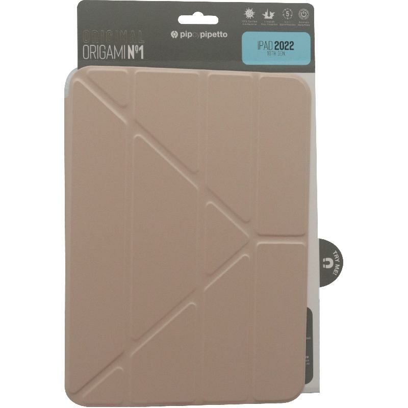 PIPETTO Origami Folio Tablet Case, for iPad A16/iPad 10.9 10th Gen, Metallic Pink