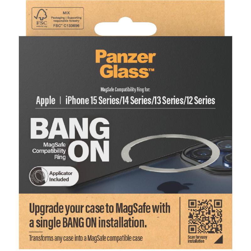 PanzerGlass BANG ON MagSafe Ring, for iPhone 15/iPhone 15 Plus/iPhone 15 Pro/iPhone 15 Pro Max, Silver