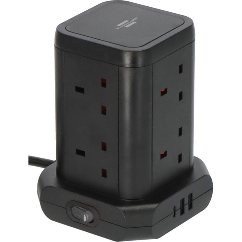 brennenstuhl Ecolor Power Extension, 8 Outlet;3 Port (2X USB/1X USB-C), 2.00 m ( 6.56 ft )