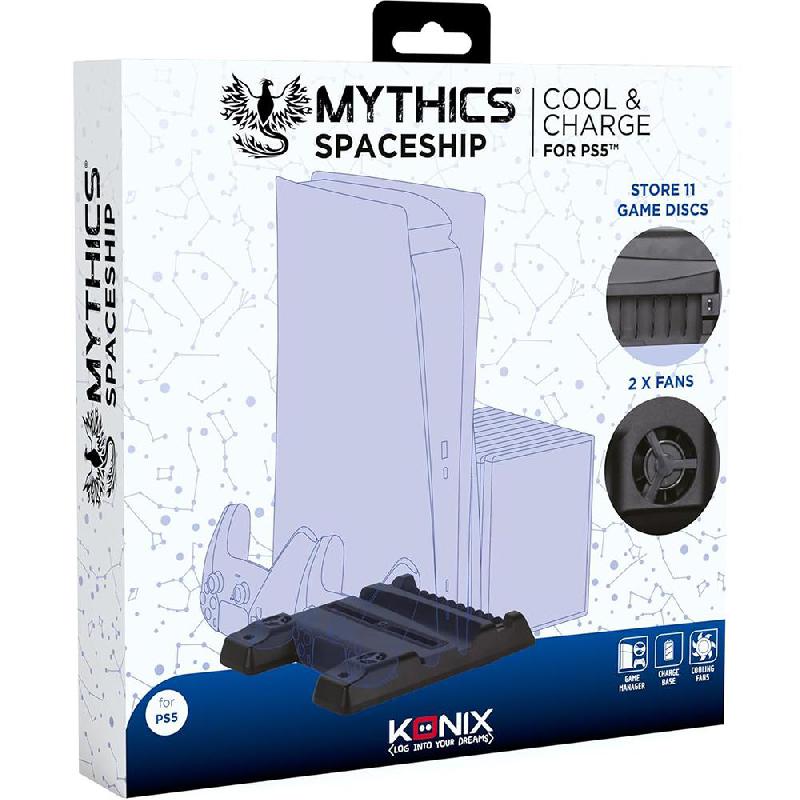 KONIX Multifunctional, Cooling Stand & Dual Controller Dock Charger, for PlayStation 5, Black