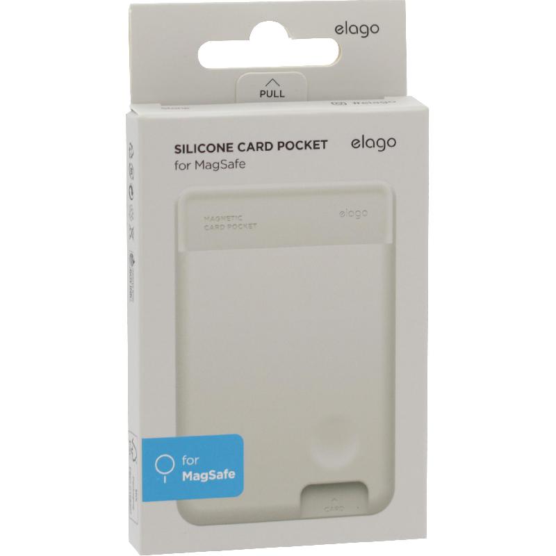 Elago MagSafe Silicone Card Pocket Phone Wallet, for iPhone 15/iPhone 15 Plus/iPhone 15 Pro/iPhone 15 Pro Max, Stone