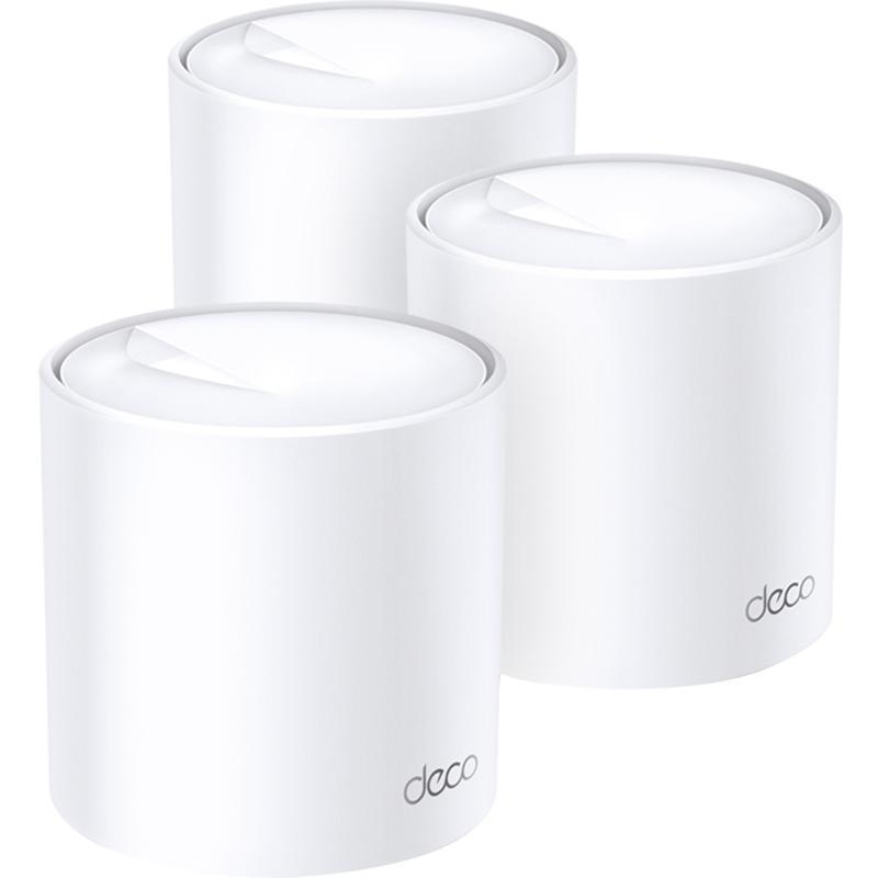 TP-Link Deco X60 v3.20 (3-pack) Whole Home Mesh Wi-Fi, up to 5400 Mbps, up to 150 Devices, Dual Band (2.4 GHz/5 GHz), Wi-Fi 6 (802.11ax), 2 Port (LAN), 2 Port (GbE), White