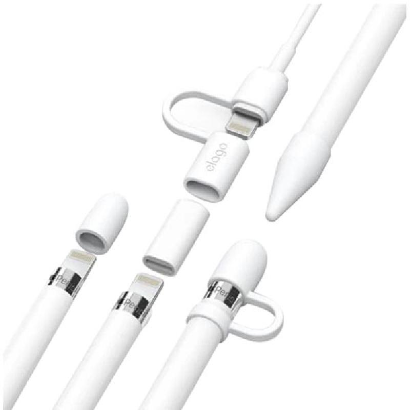 Elago Tablet Stylus Accessory, Cap for Pencil Tip;Cap for Top Cover;Adaptor Case;Lightning Charging Case, for Apple Pencil 1st Gen