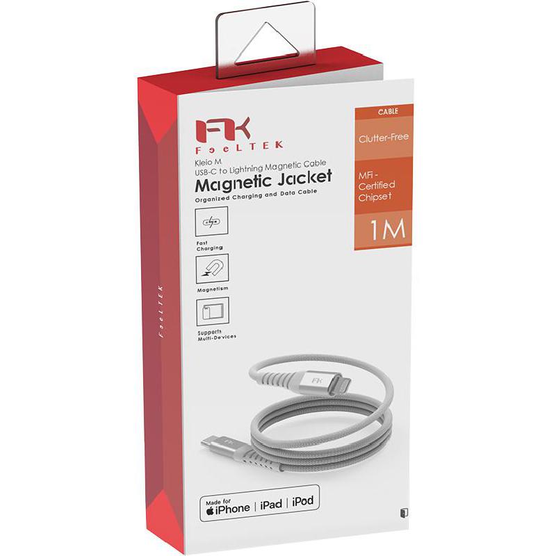 FeelTek Kleio M USB-C to Lightning Magnetic Sync & Charge Cable, 1.00 m ( 3.28 ft ), White — 4