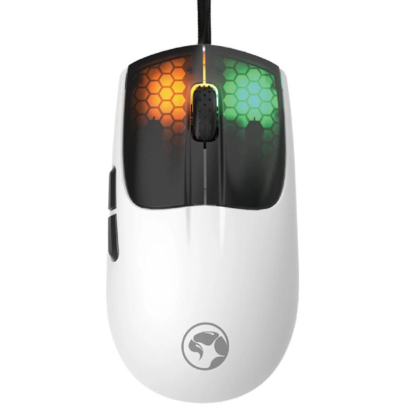 MARVO Scorpion M727 RGB Gaming Mouse, Wired, Optical, 1200-12400 dpi, White