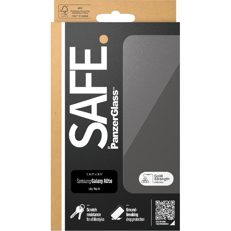 PanzerGlass SAFE Case Friendly Smartphone Screen Protector, Tempered Glass, Edge-to-Edge, Black, for Samsung Galaxy A05s