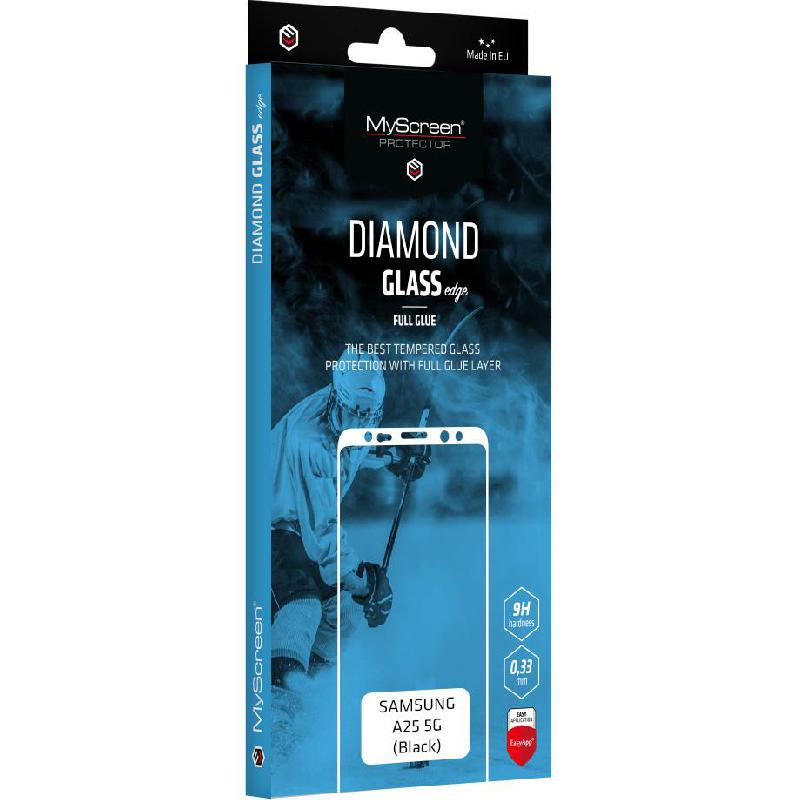 MyScreenPROTECTOR DIAMOND GLASS edge Smartphone Screen Protector, for Samsung Galaxy A25 5G, Full Glue, Black
