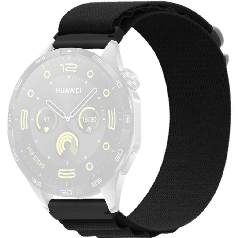 HYPHEN Nylon Wrist Strap, for Huawei Watch GT 4 41/Watch GT 4 46, Nylon, Strap Width (22 mm), Black