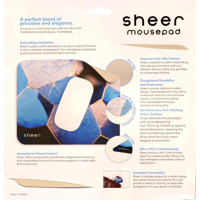 E-Century Sheer Mouse Pad, Microfiber/Silicone, Black/Blue — 3