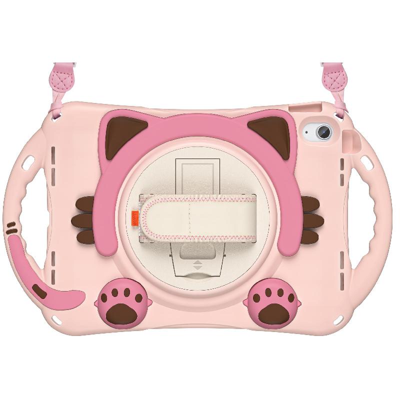 Kadasic Cartoon Strap Back Cover Tablet Case for Kids, for iPad A16/iPad 10.9 10th Gen, Pink