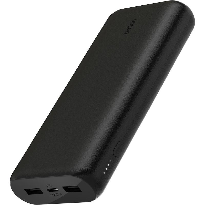 Belkin BoostCharge Power Bank 20K, PD Fast Charging, 20000 mAh, 3 USB (1X USB-C/2X USB), Black