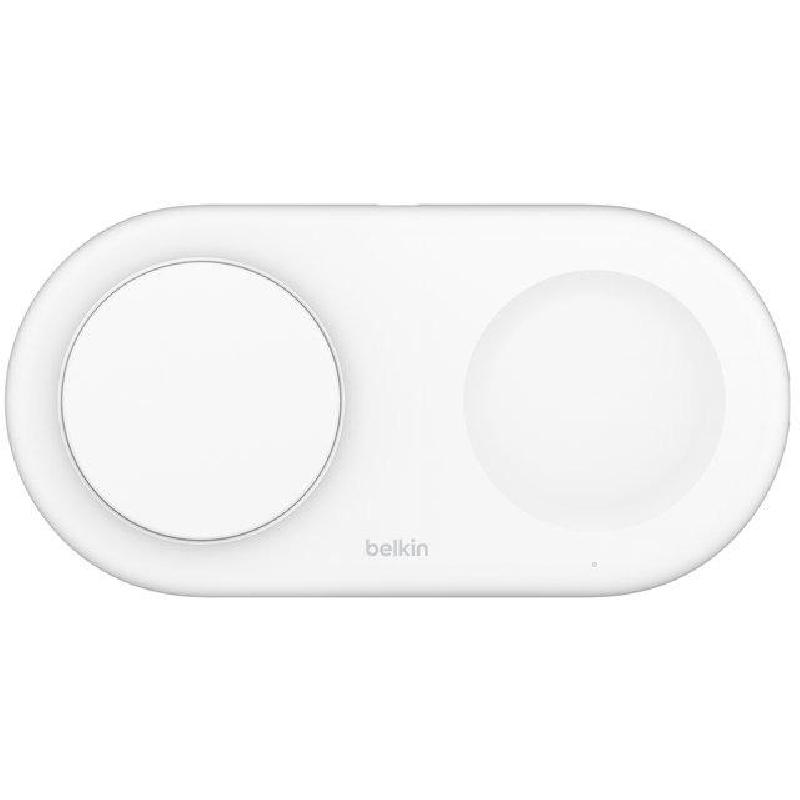 Belkin BoostCharge Pro 2-in-1 Magnetic Wireless Charging Pad with Qi2 15W, Qi2/PSU, 15 Watts, Single USB-C, White