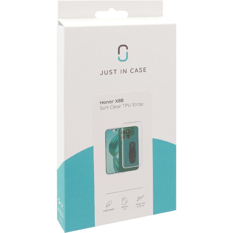 Just in Case Soft TPU Back Cover Mobile Case with Strap, for Honor X8b, Clear